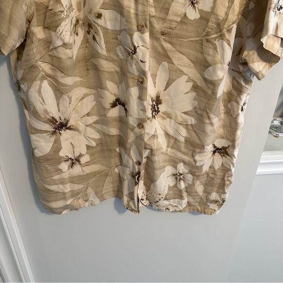 Vintage Liz Claiborne Neutral Floral Silk Blouse Large - Picture 8 of 10
